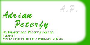 adrian peterfy business card